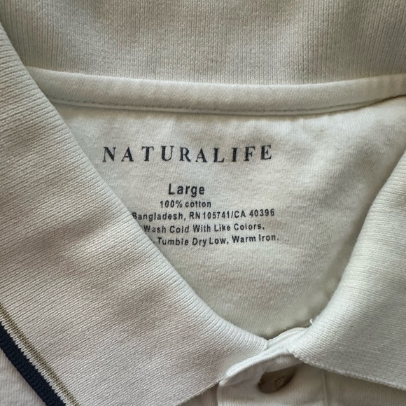 Natural Life Cotton Polo Shirts - Beige and White - Picture 3 of 5